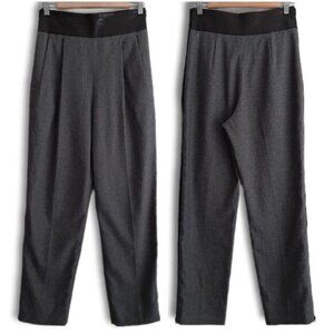 Diane von Furstenberg DVF / Ellis Leather Trim Waist High Rise Gray Trousers 4